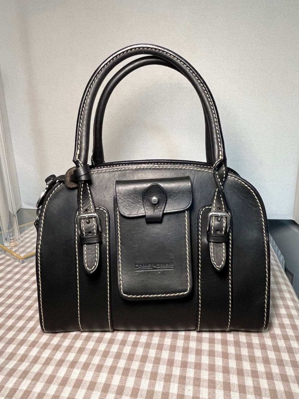 Vintage Black  Dooney and Bourke Alto Italian Vachetta Leather Satchel